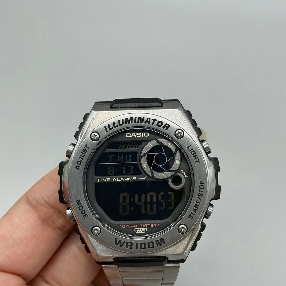 Casio Illuminator 3487 MWD-100H Mens Watch 51mm Black Digital Stainless Alarm